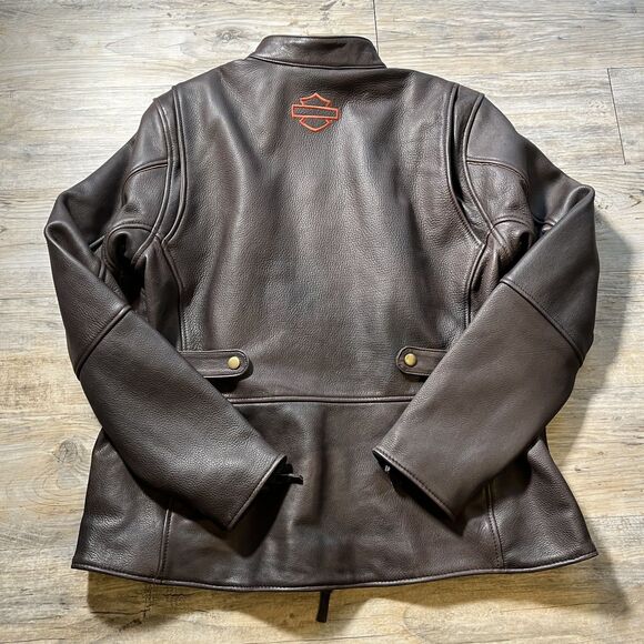 Harley Davidson Leather Jacket Women's XL Victory Lane Heavyweight Brown $600 - Picture 4 of 12